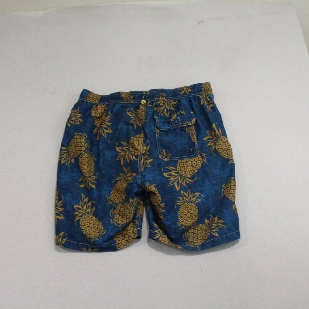 Caribbean Joe Board Shorts Mens Large Blue Pineapple Floral Swim Trunks